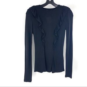 H&M Black Ruffle Fitted Top